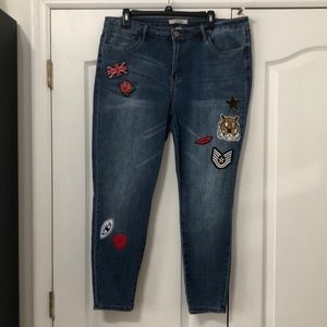 Patchwork Plus Size Jeans in Medium Wash